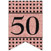 50 and Fabulous Roos Gold Glitter Black Birthday Vlaggetjes (Eerste vlag)