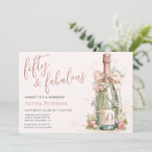50 And Fabulous Rose Gold Script Surprise Party Kaart (Staand voorkant)