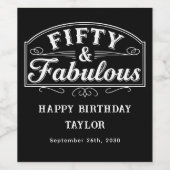 50 and Fabulous Rustic Script & Elegant Line Art Wijn Etiket (Enkel label)