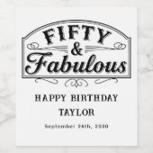 50 and Fabulous Rustic Script Elegant White Wijn Etiket (Enkel label)
