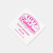 50 and Fabulous Rustic Script Line Art Pink Servet (Hoek)