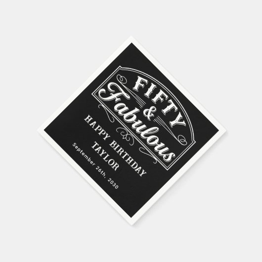 50 and Fabulous Rustic Script & Line Art Servet (Hoek)