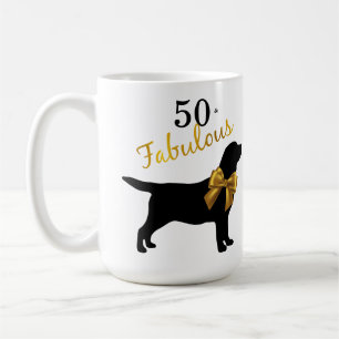 50 and Fabulous - Schattigee hond - Gouden Zwarte Koffiemok