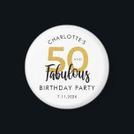 50 and Fabulous Script 50th Birthday Keepsake Magneet<br><div class="desc">Geniet van uw speciale 50e verjaardag mijlpaal in stijl met deze elegante typografie,  50 en fantastische verjaardagsfeest aangepaste magneet. Personaliseer het door een naam,  datum en datum toe te voegen om het uniek te maken voor uw speciale verjaardagsfeest.</div>