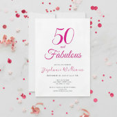 50 and Fabulous Script Pink 50th Birthday Party Kaart