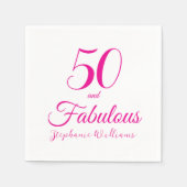 50 and Fabulous Script Pink 50th Birthday Party Servet (Voorkant)