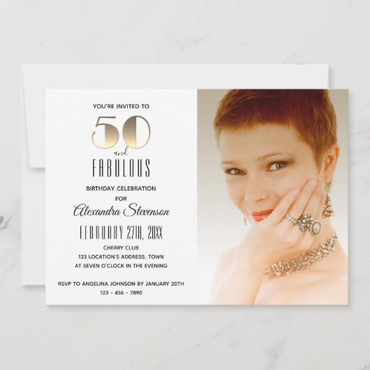 50 and Fabulous Simple Elegant Gold 50th Birthday Kaart (Voorkant)