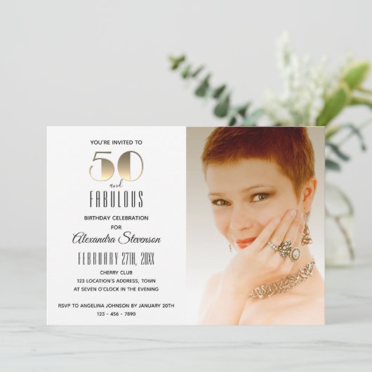 50 and Fabulous Simple Elegant Gold 50th Birthday Kaart (Staand voorkant)