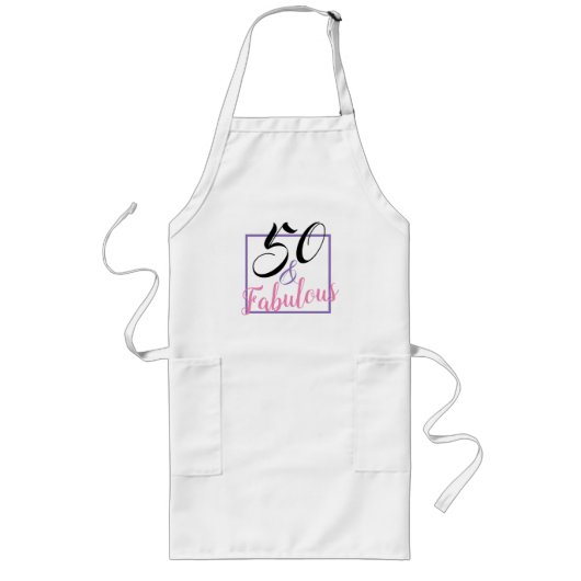 50 And Fabulous Themed 50th Birthday Party Apron Lang Schort (Voorkant)
