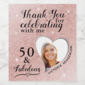 50 and Fabulous Verjaardag Roos Gold Bedankt Wijn Etiket (Enkel label)