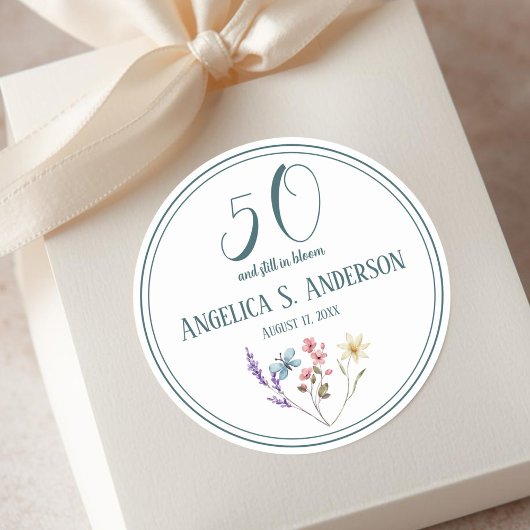 50 and still in Bloom Wildflower Birthday Ronde Sticker