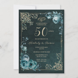 50 Aniversario Bloemen Vintage Kaart