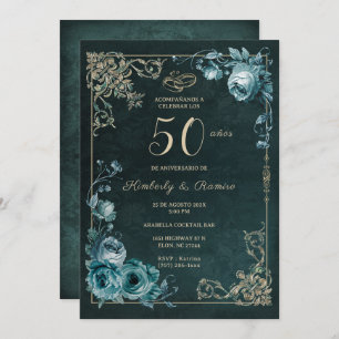 50 Aniversario Bloemen Vintage Kaart