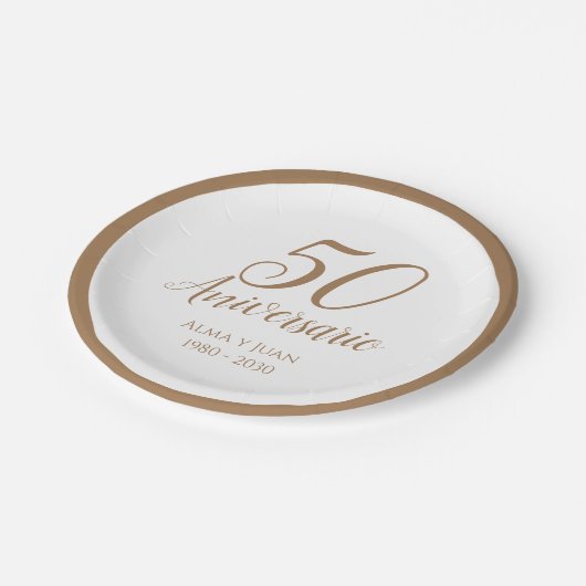 50 Aniversario Spaans 50ste Jubileum Napkin Papieren Bordje (Gekanteld)