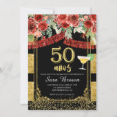 50 años rode rozen Mexicaanse verjaardag Kaart (Voorkant)