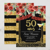 50 años rode rozen Mexicaanse verjaardag Kaart (Voorkant / Achterkant)