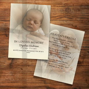 50 baby rouwherdenking foto gebedskaarten visitekaartje