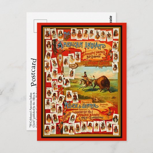  50 beroemde Indische Indische Chiefs Briefkaart (Voorkant / Achterkant)