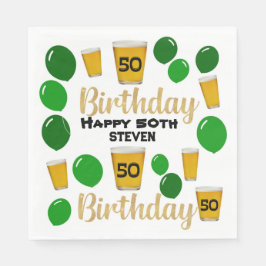 50 birthday beers and green balloons Paper Napkin Servet