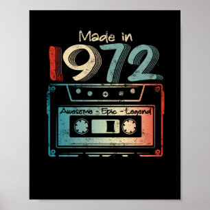 50 Birthday Gifts Year Old Made in 1972 Poster