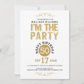50 'Birthday-Gold Glitter'-tekst Ik ben de Partij Kaart (Voorkant)