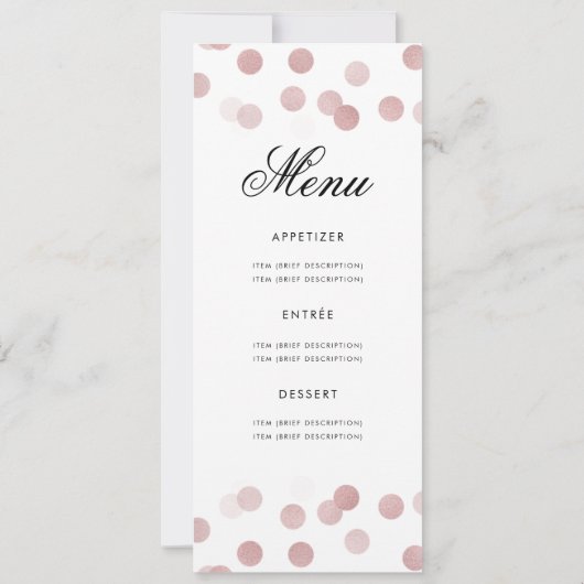 50 Birthday Program Roos Gold Confetti Menu Kaart (Achterkant)