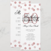 50 Birthday Program Roos Gold Confetti Menu Kaart (Voorkant / Achterkant)