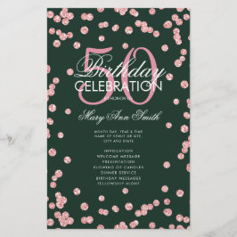 50 Birthday Program Roos Gold Glitter Menu Emerald