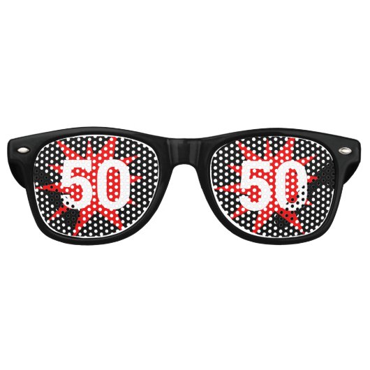 50 Birthday retro Shades / Fun Party Sunbril Retro Zonnebril (Voorkant)
