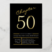 50 Black 50th Birthday Party Gold Folie Uitnodiging (Voorkant)