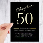 50 Black 50th Birthday Party Gold Folie Uitnodiging<br><div class="desc">Viel de speciale mijlpaal om 50 te draaien met onze luxe uitnodigingen van zwarte feestjes met verbluffende gouden foliën accenten. Verzamel je familie en vrienden om dit een nacht te maken om te herinneren met deze elegante zwarte en gouduitnodigingen. Ons unieke ontwerp is perfect voor het maken van een verklaring,...</div>