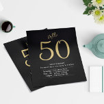 50 Black Gold Budget 50e verjaardag uitnodiging Flyer<br><div class="desc">Viel je 50ste verjaardag in stijl met deze prachtige zwarte en gouden budgetten voor 50ste verjaardag uitnodigingen. Plaats de toon voor een onvergetelijke dag met een leuke en opvallende flyer die de mijlpaal van het draaien 50 viert. Met een gewaagd en elegant zwart-gouden kleurenschema, is deze uitnodiging zeker om uw...</div>