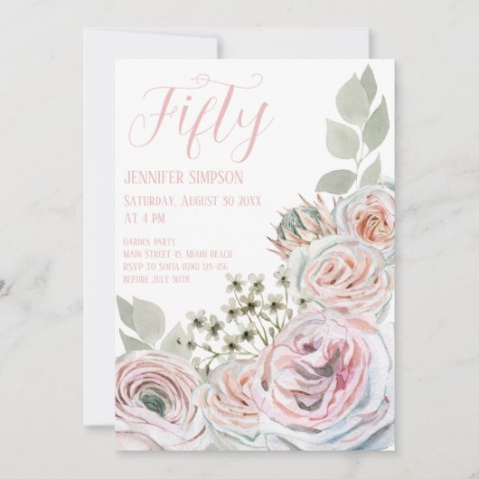 50 bloemen verjaardag kaart (Voorkant)