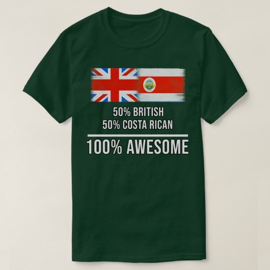 50 Britse 50 Costa Ricaanse 100 Geweldige Gift voo T-shirt (Design voorkant)