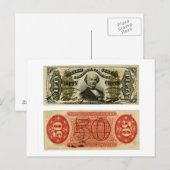 50 Cent Fractional Currency Francis Spinner Briefkaart (Voorkant / Achterkant)