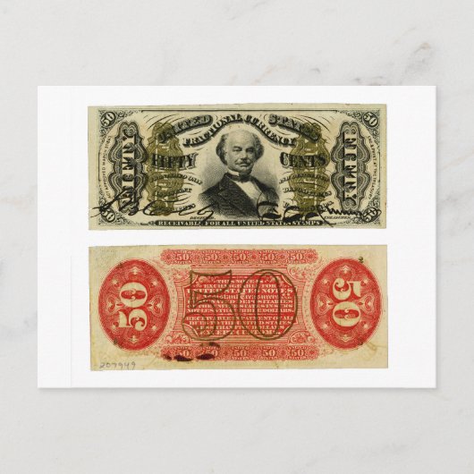 50 Cent Fractional Currency Francis Spinner Briefkaart (Voorkant)