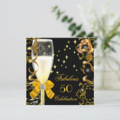 50 Champagne Gold Black, feestdag feestdag Kaart (Staand voorkant)
