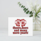 50 Cheers Beers Verjaardag Design Briefkaart (Staand voorkant)