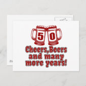 50 Cheers Beers Verjaardag Design Briefkaart (Voorkant / Achterkant)