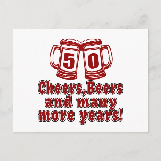 50 Cheers Beers Verjaardag Design Briefkaart (Voorkant)