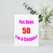 50 Cougar Verjaardag Briefkaart (Staand voorkant)