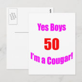 50 Cougar Verjaardag Briefkaart (Voorkant / Achterkant)