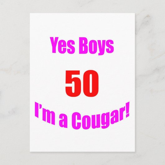 50 Cougar Verjaardag Briefkaart (Voorkant)