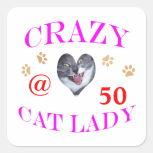 50 Crazy Cat Lady Vierkante Sticker