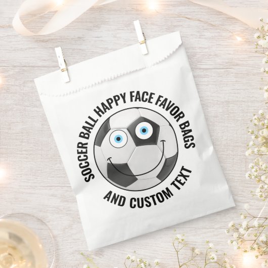 50 Custom Voetbal Thema Party BLUE EYES Happy Face Bedankzakje (Geknipt)