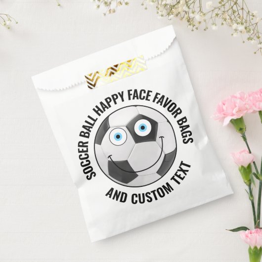 50 Custom Voetbal Thema Party BLUE EYES Happy Face Bedankzakje (Gezegeld)