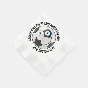 50 Custom Voetbal Thema Party BLUE EYES Happy Face Servet