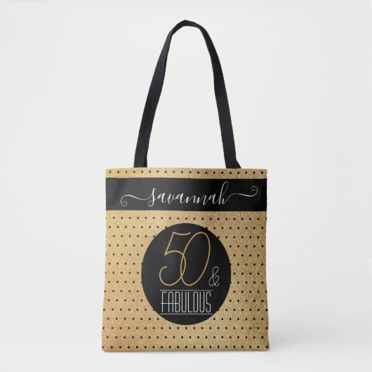 50 dagen en Fabulous Gold Custom Name Tote Bag (Voorkant)