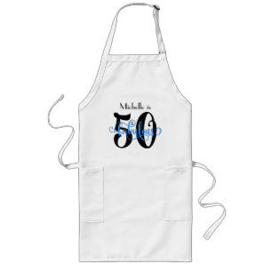 50 & de Fabelachtige Zwarte & Blauwe Verjaardag Lang Schort