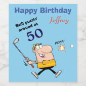 50 de Golfspeler van de verjaardag Wijn Etiket (Enkel label)
